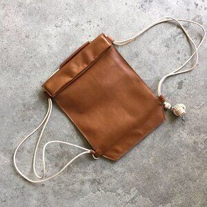 CLAU DESIGNS Los Angeles Tan Leather Convertible Backpack Crossbody Bag
